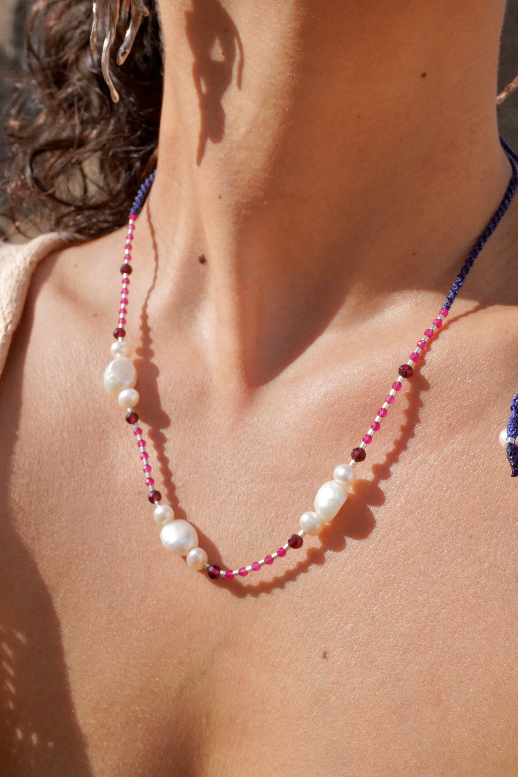 Collar Perlas, Rubí y Granate