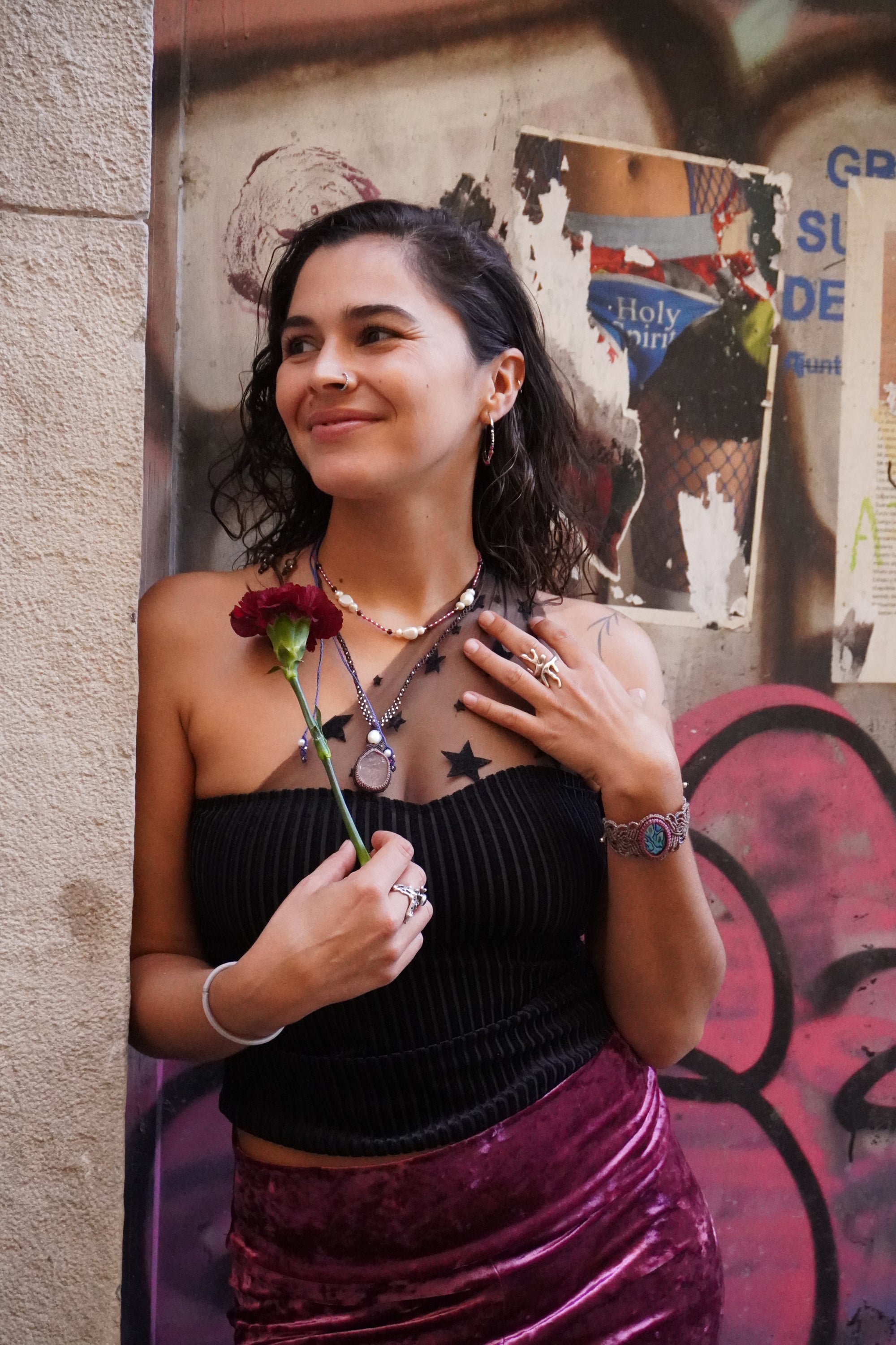 Collar Perlas, Rubí y Granate