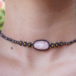 Choker de Rodonita, Ojo de tigre y Amatista