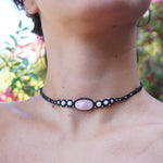 Choker de Rodonita, Perlas y Amatista