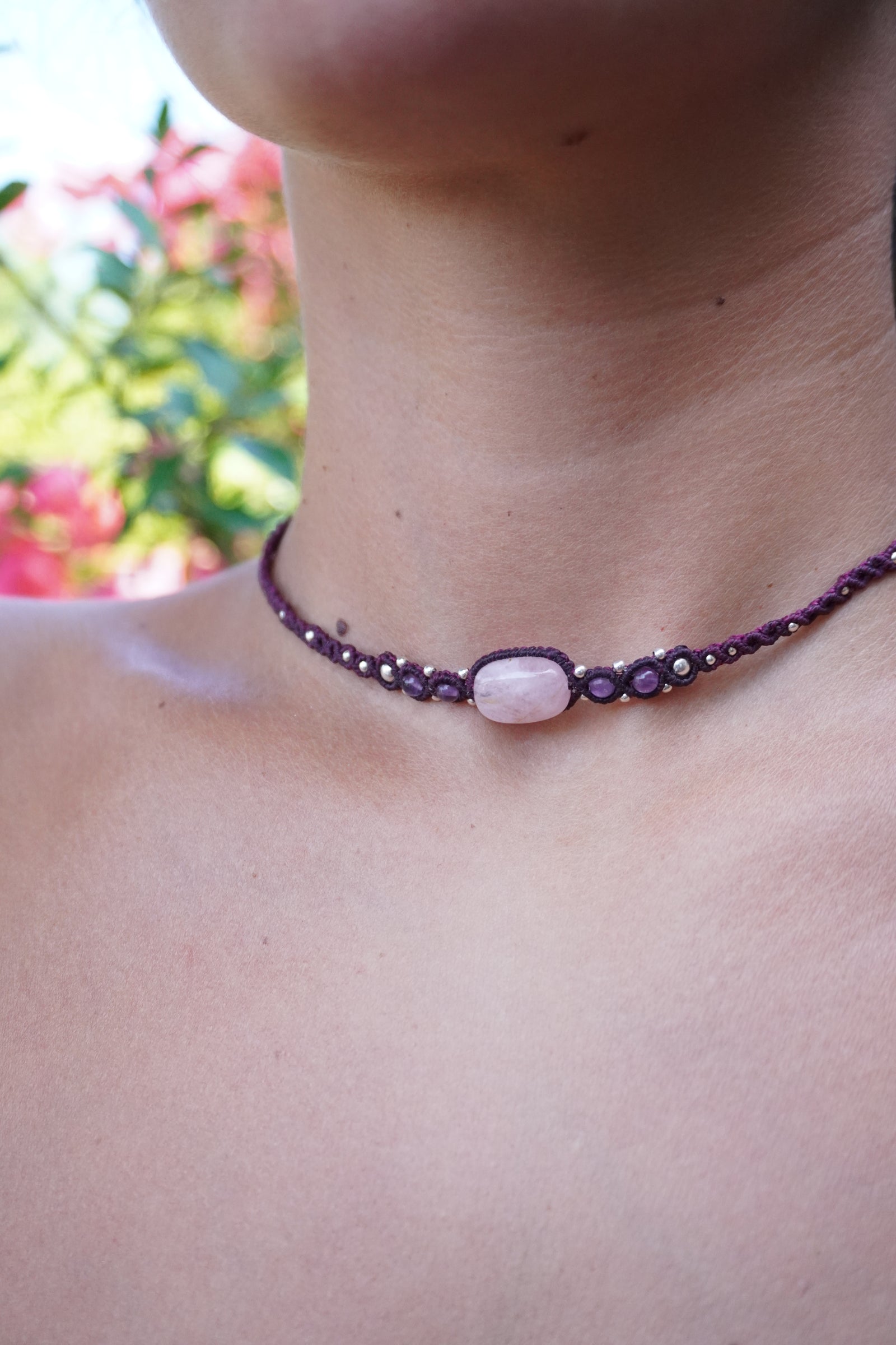 Choker de Rodonita y Amatista