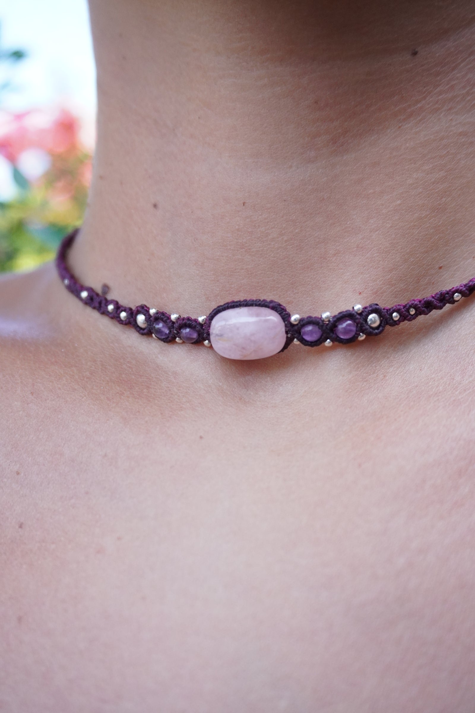 Choker de Rodonita y Amatista