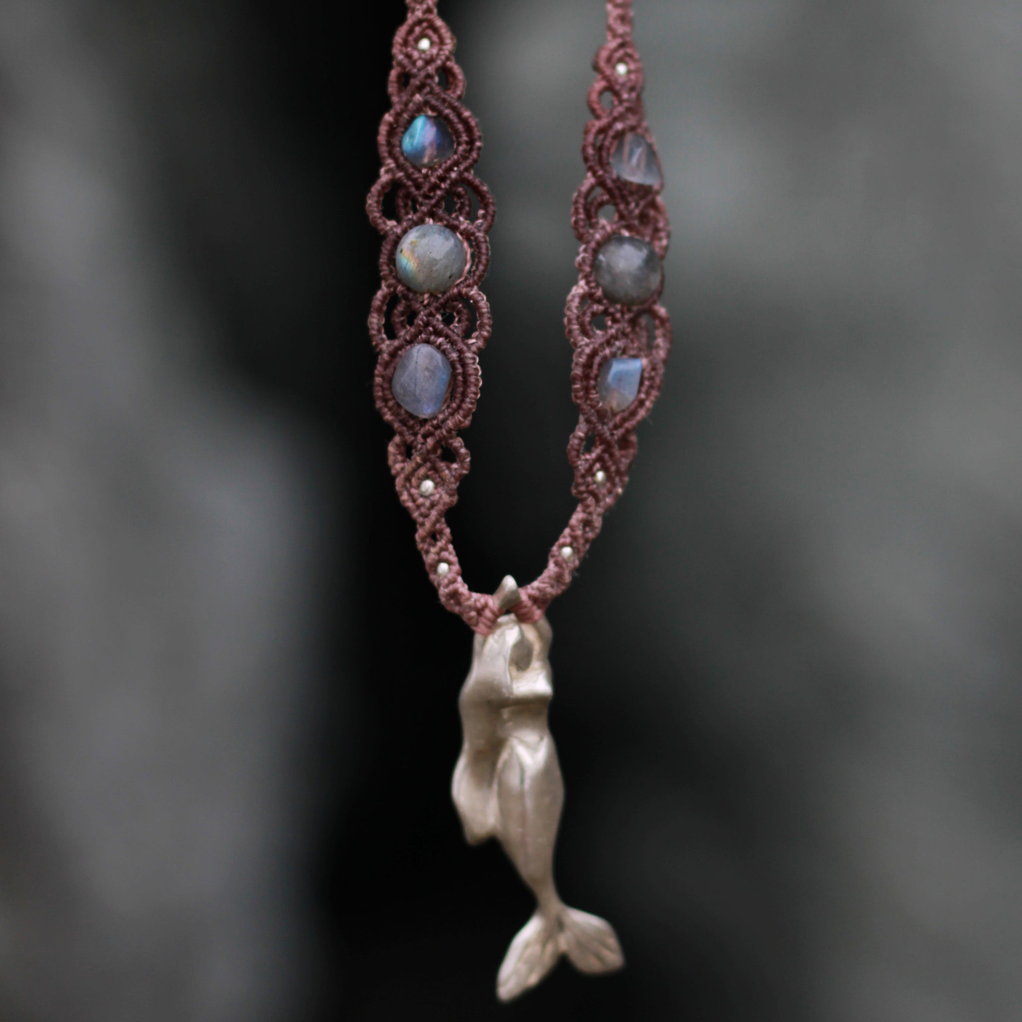 Collar Sirena de plata tejida con Labradorita