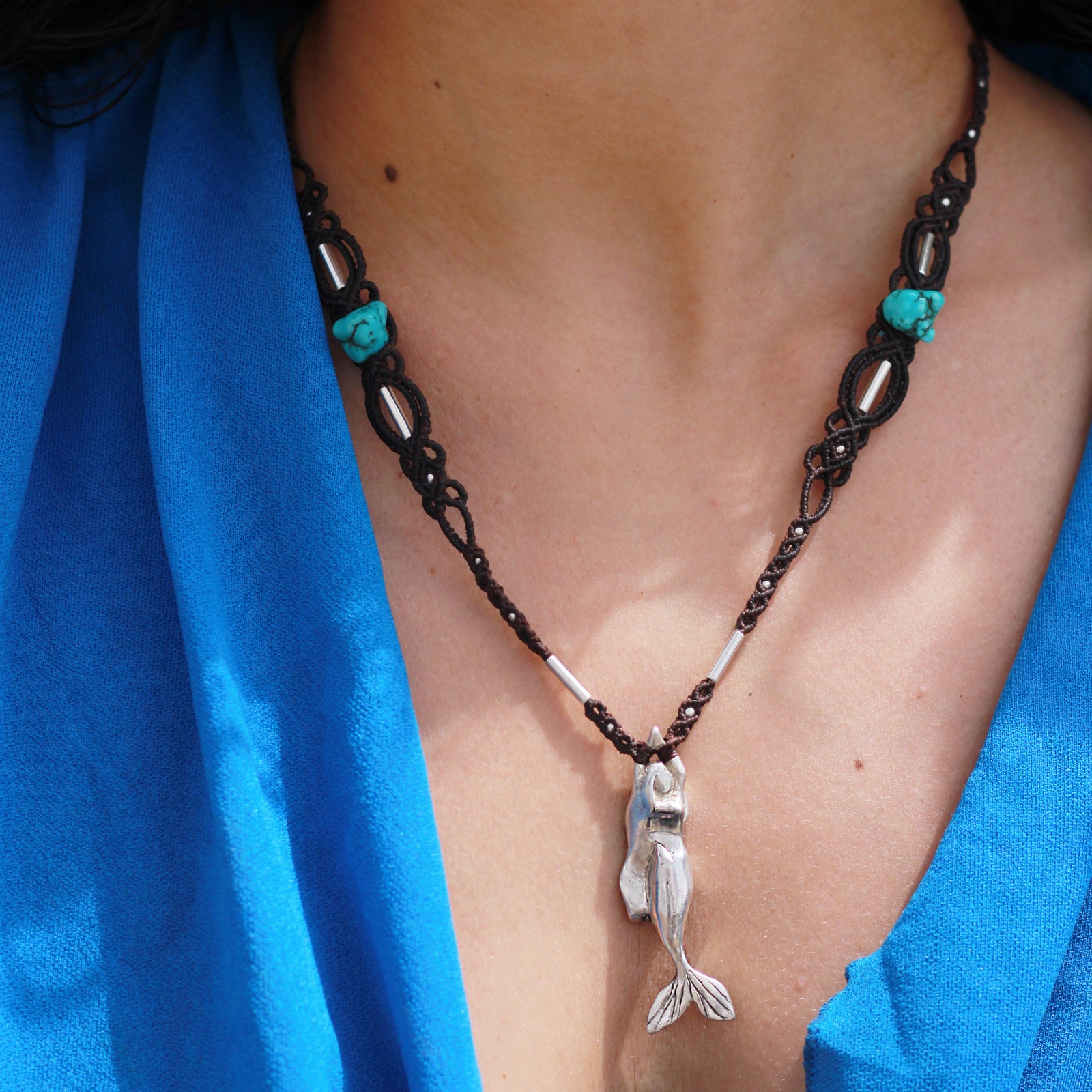 Collar Sirena tejida con Turquesa