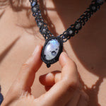 Gargantilla de Piedra Luna Arcoiris, Labradorota y Amatista