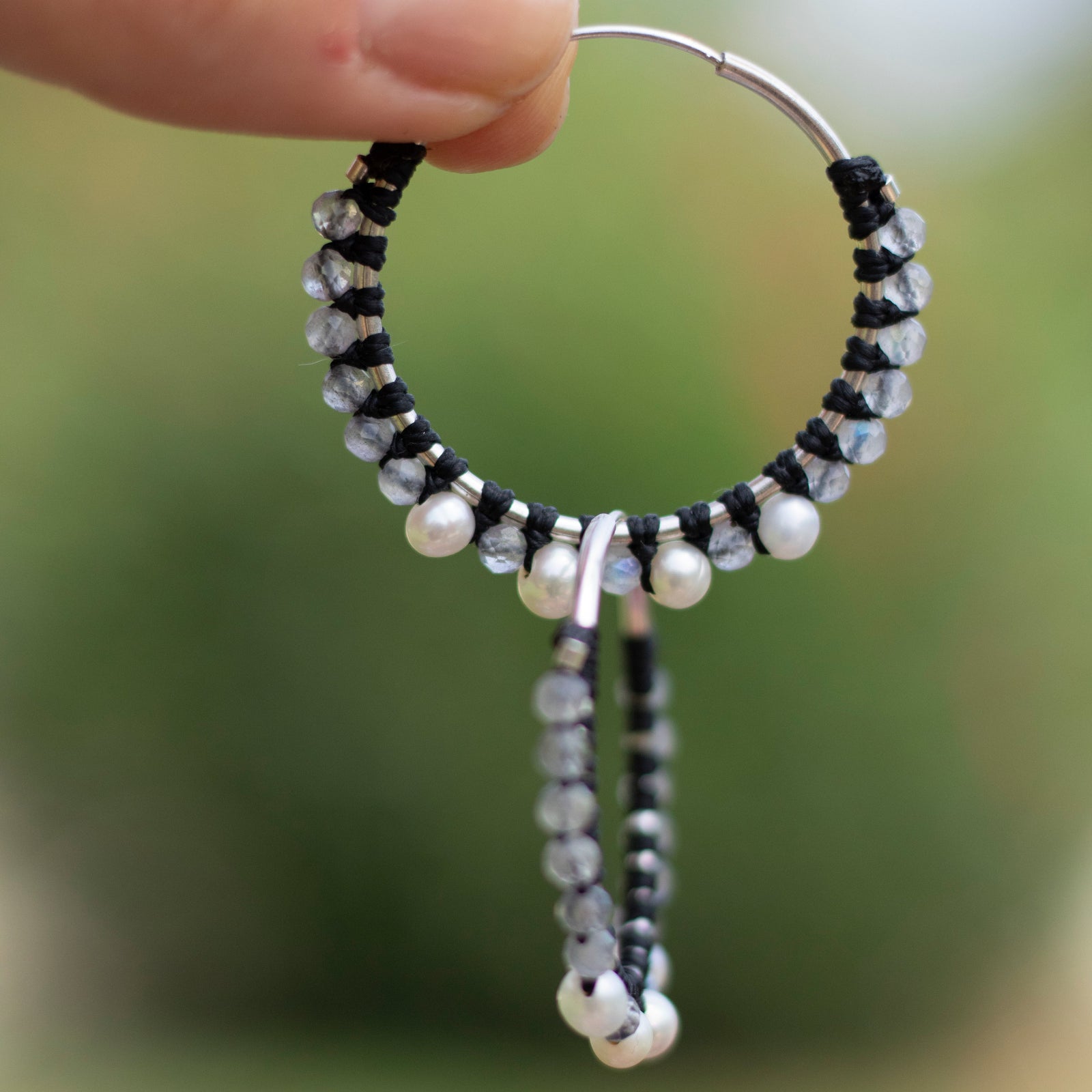 Aros de plata con Perla y Labradorita