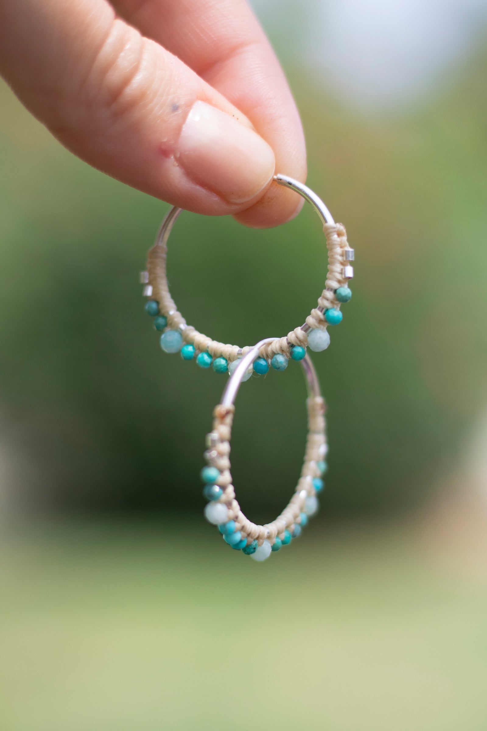 Aros de plata con Amazonita y Turquesa