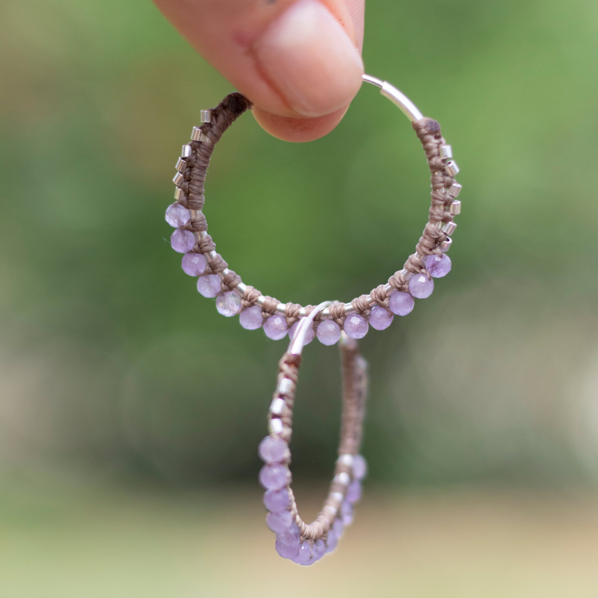 Aros de plata con Amatista
