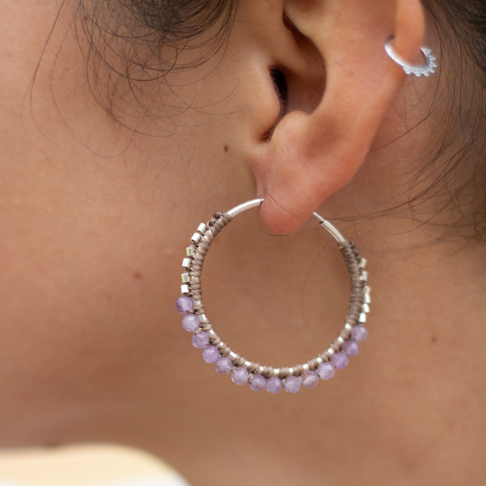 Aros de plata con Amatista