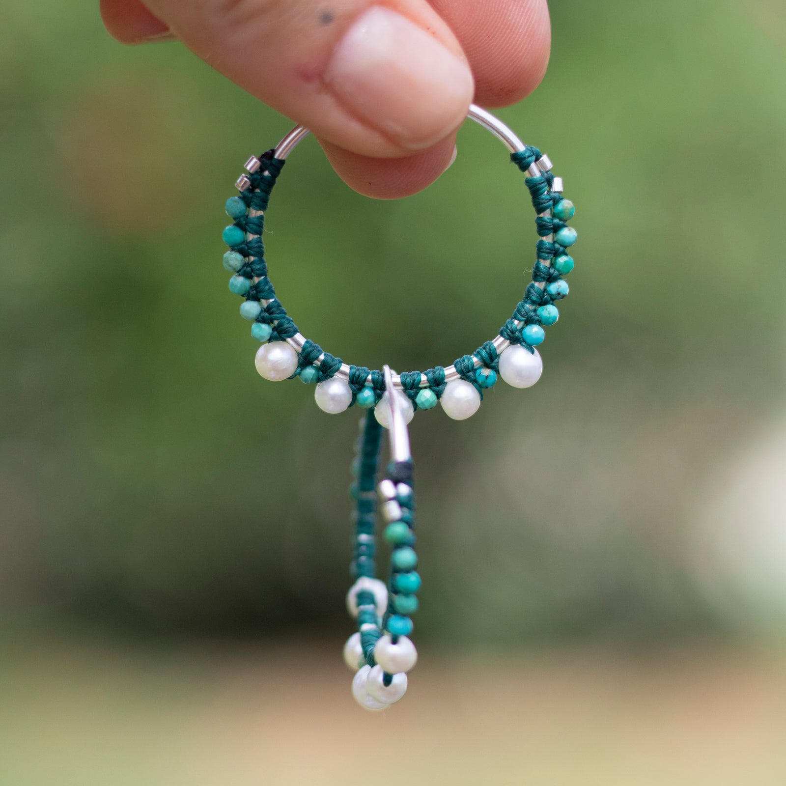 Aros de plata con Perla y Turquesa