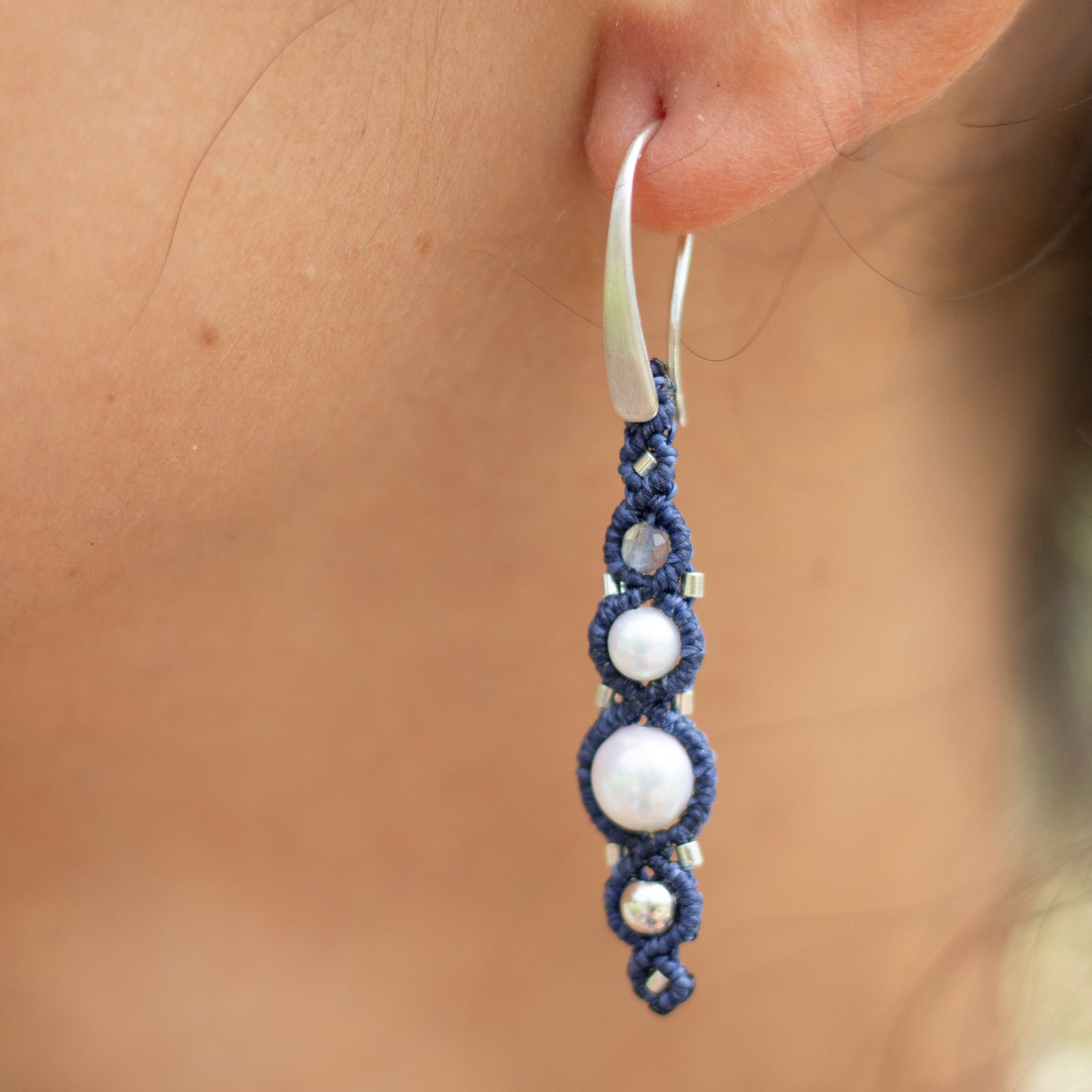 Pendientes de plata con Perlas y Labradorita