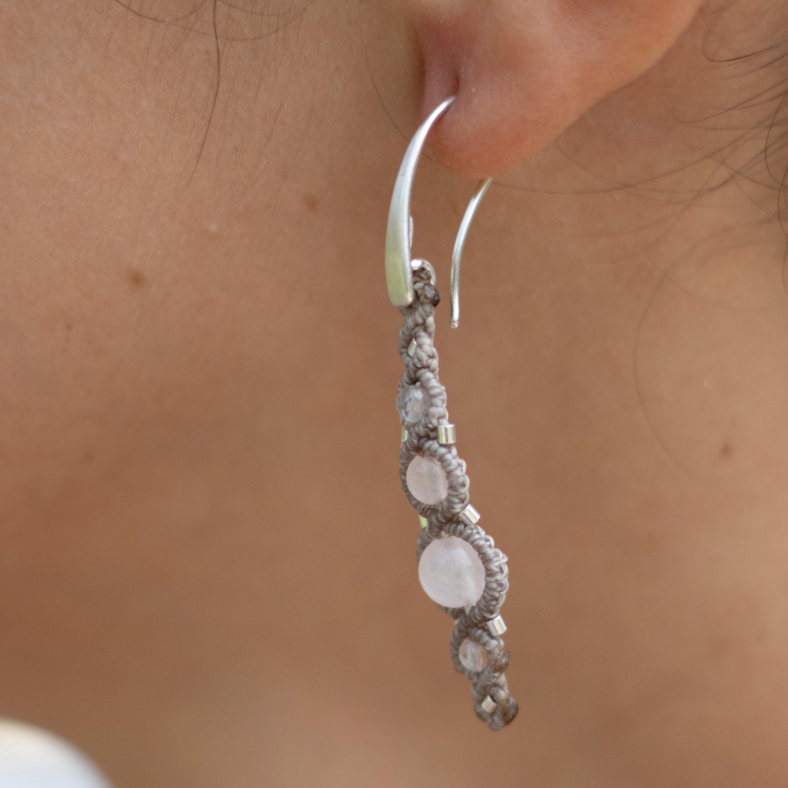 Pendientes de plata con Cuarzo Rosa