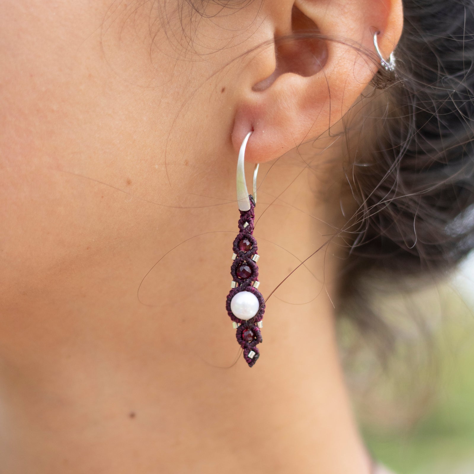 Pendientes de plata con Perlas y Granate