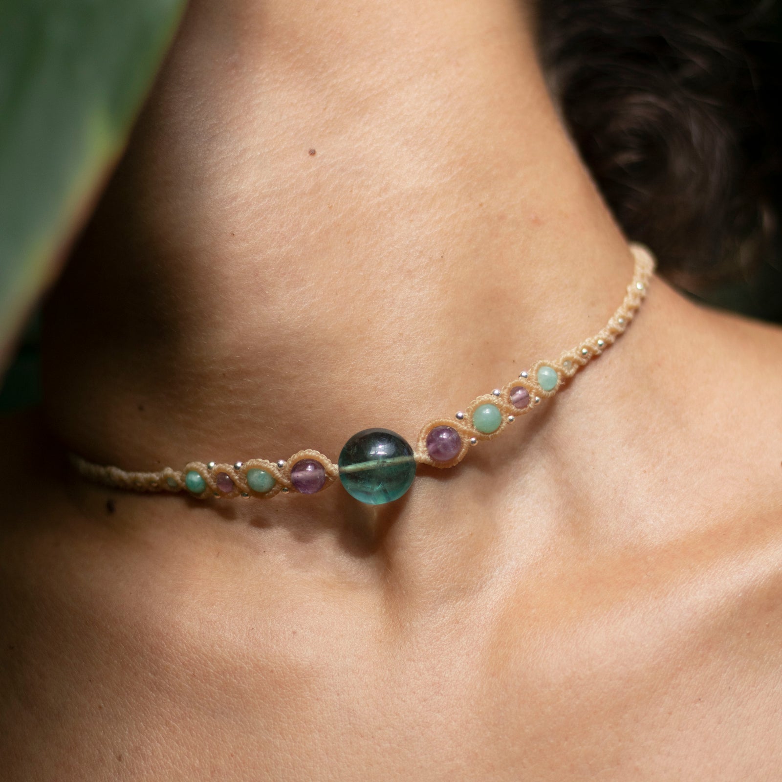 Choker de Fluorita, Amatista y Amazonita