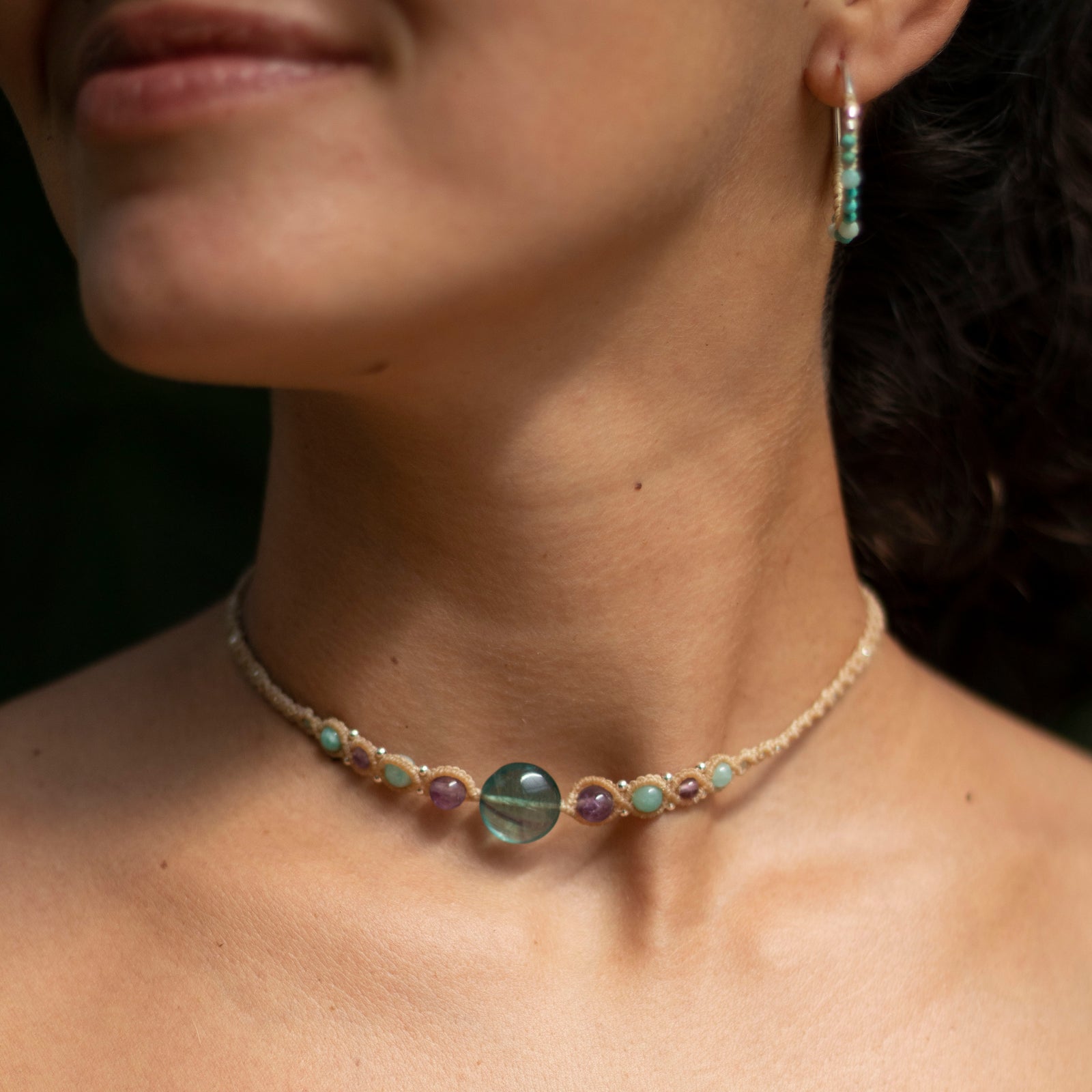 Choker de Fluorita, Amatista y Amazonita