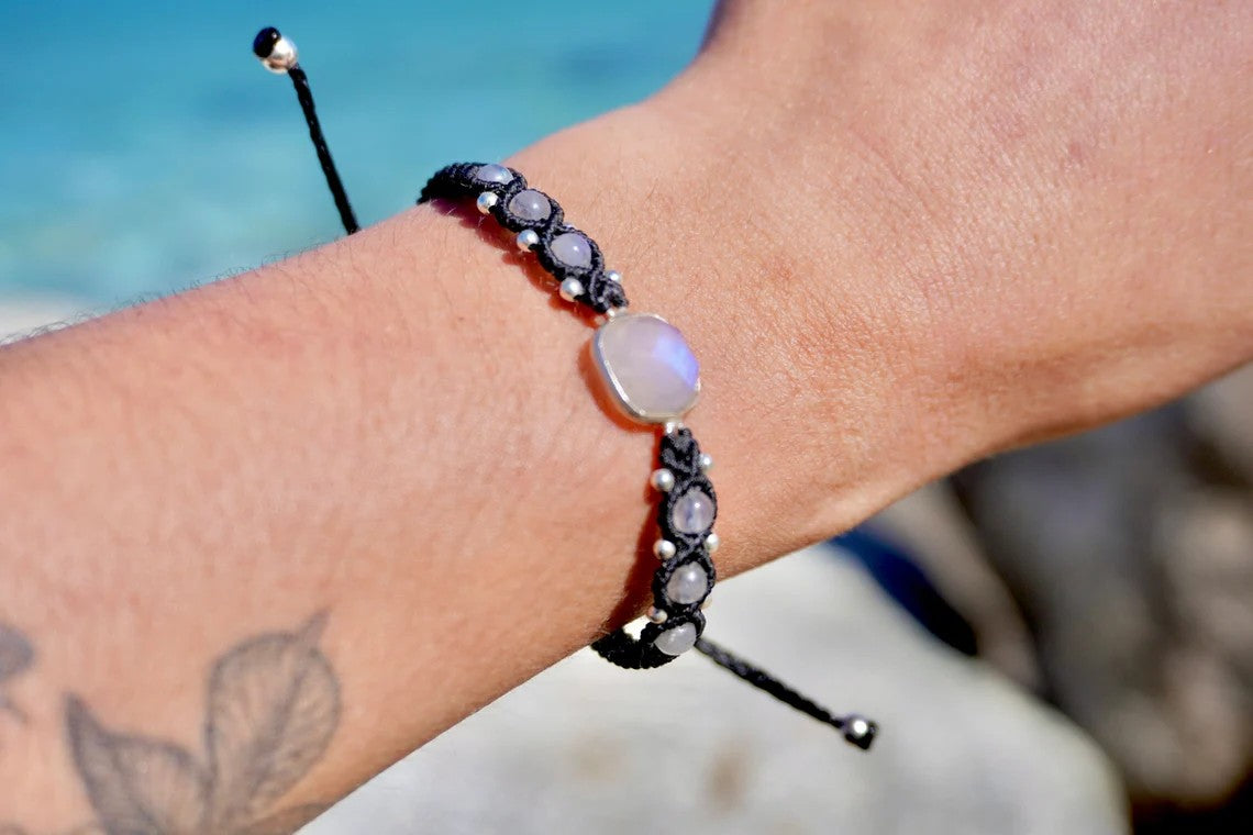 Pulsera de Piedra Lunar Arcoíris y Labradorita