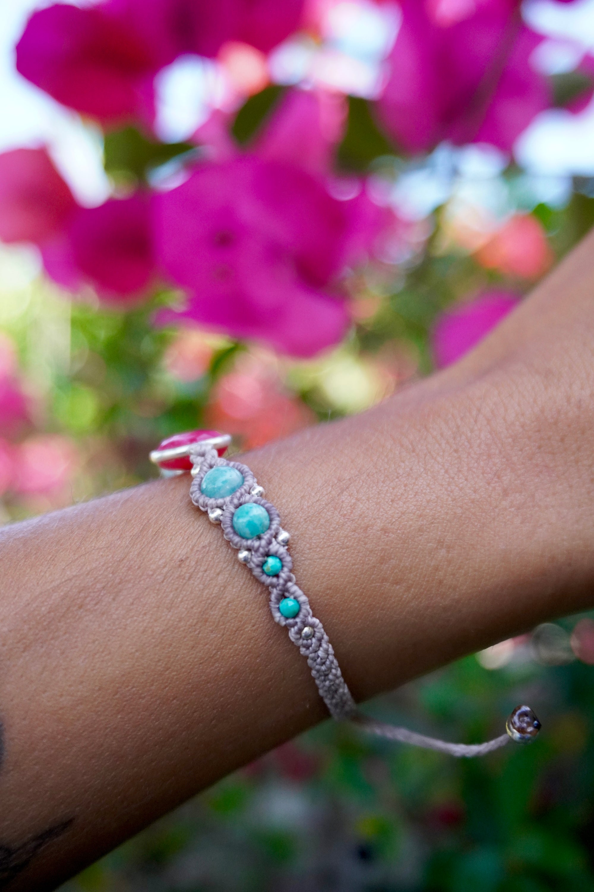 Pulsera de Rubí, Amazonita y Turquesa