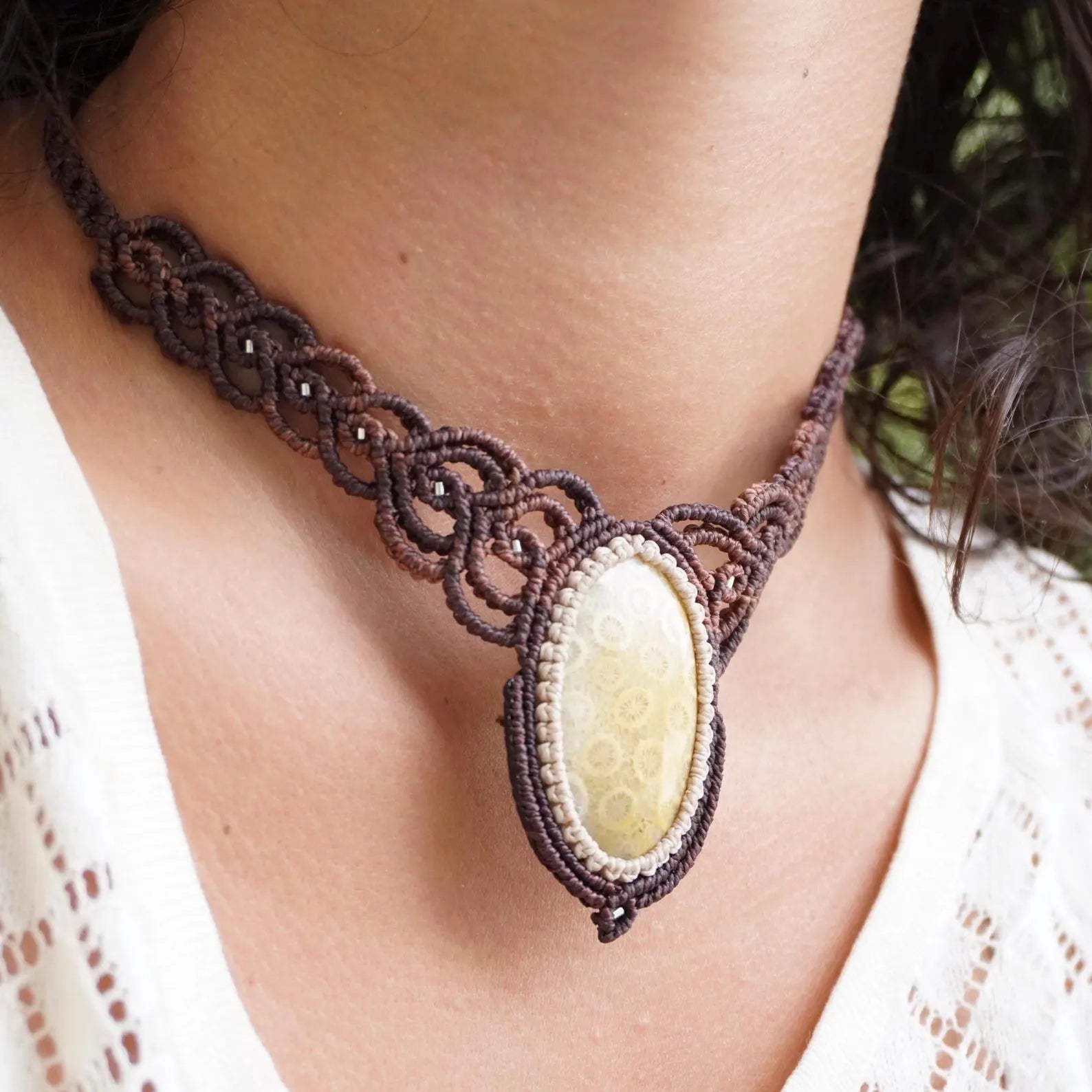 Choker de Coral Fossil