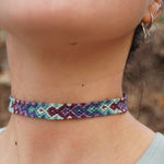 Chocker de macramé azulado con Amatista