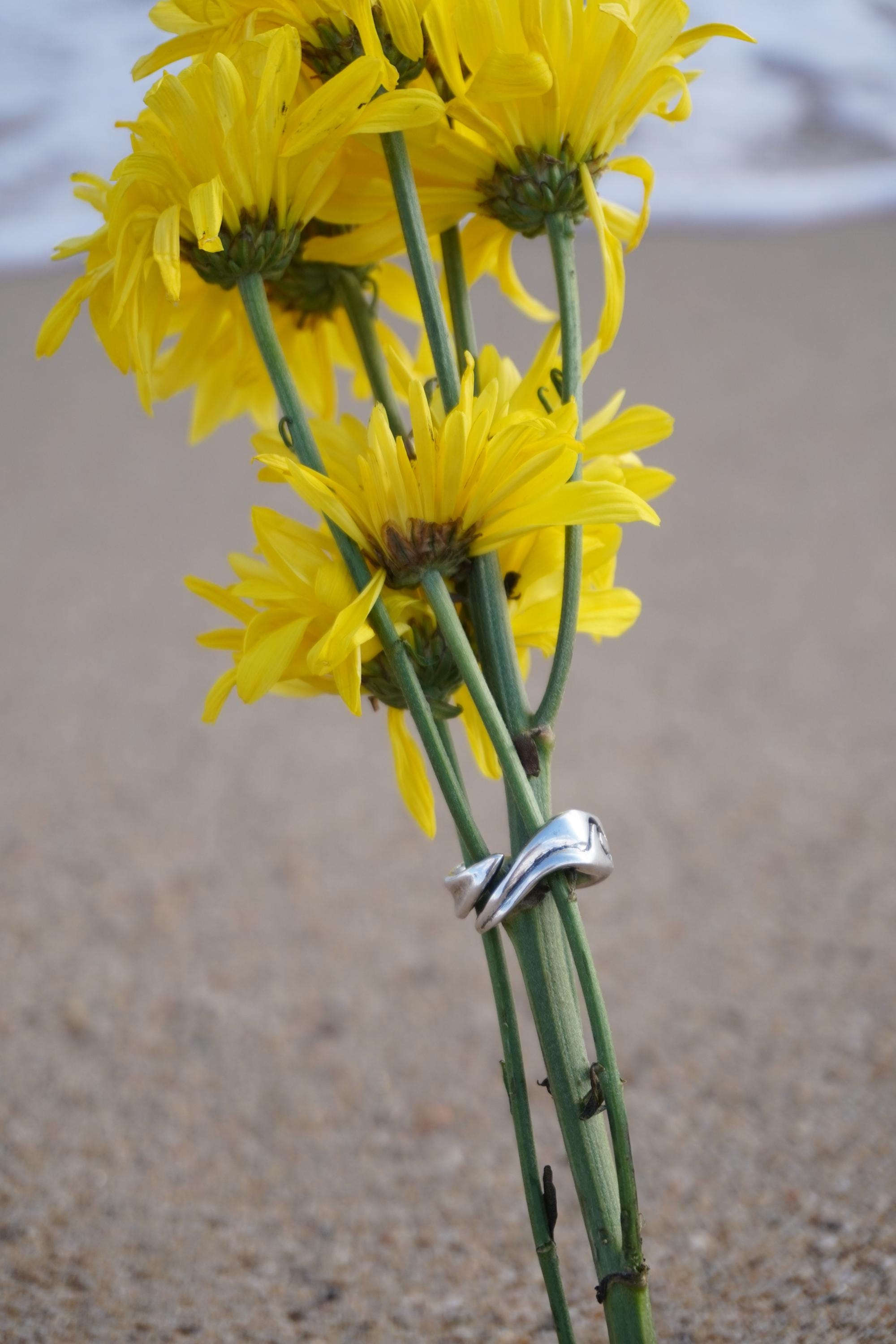 Anillo ola  en plata fina