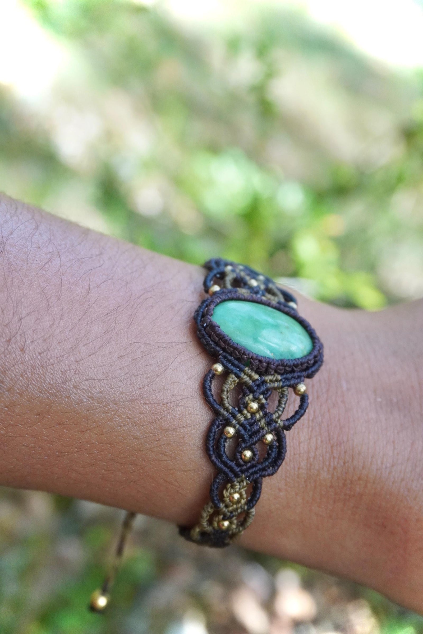 Brazalete Crisoprasa y bronce